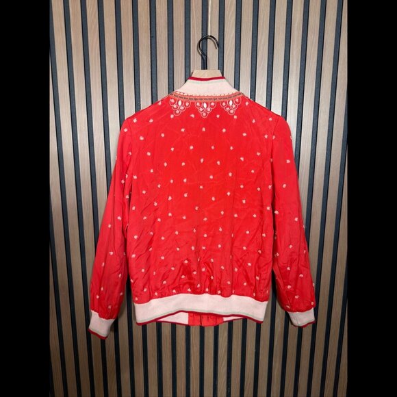 Conditions Apply Jacket Small Womens Red Woven Button Cotton Yarn - Picture 2 of 8